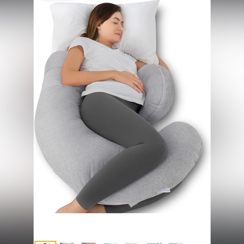 QUEEN ROSE Pregnancy Pillows, Cooling Body Pillow for Sleeping, F Shaped Grey